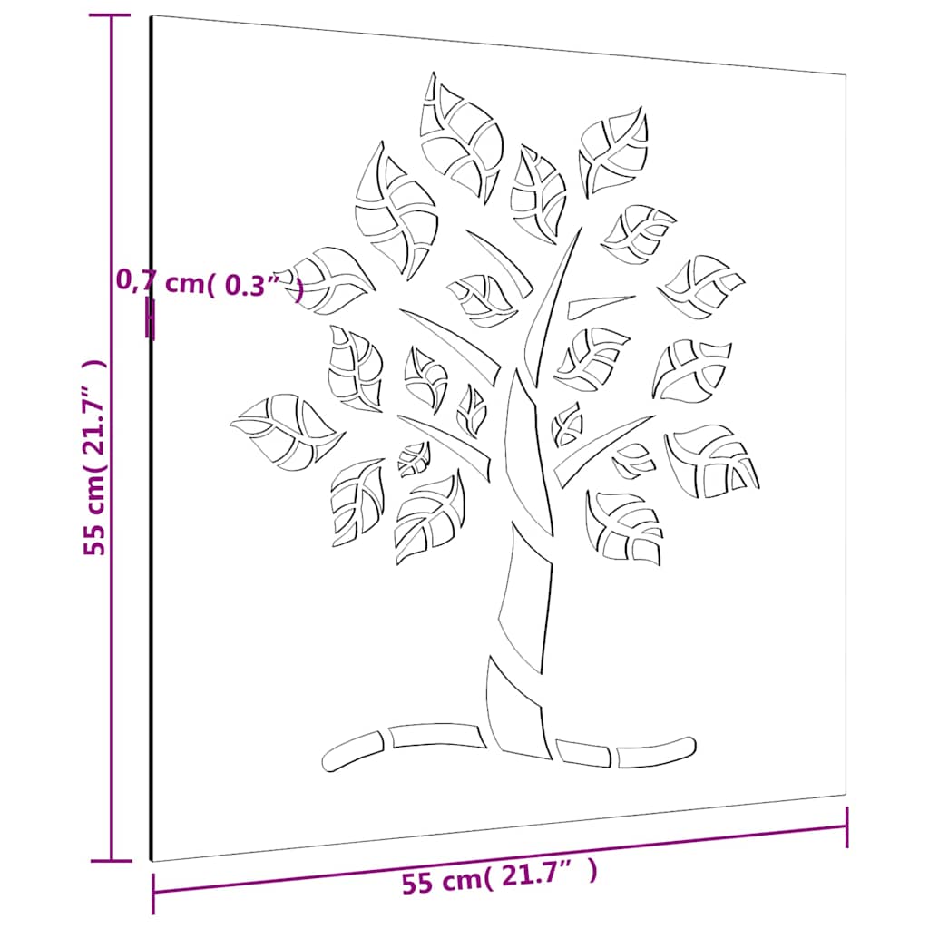 Wanddecoratie tuin boomontwerp 55x55 cm cortenstaal is nu te koop bij PeponiXL, paradijselijk wonen!