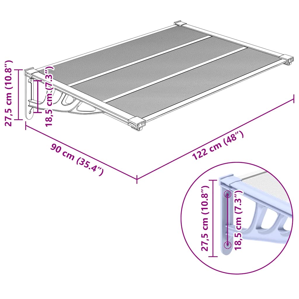 Deurluifel 122x90 cm polycarbonaat grijs en transparant is nu te koop bij PeponiXL, paradijselijk wonen!