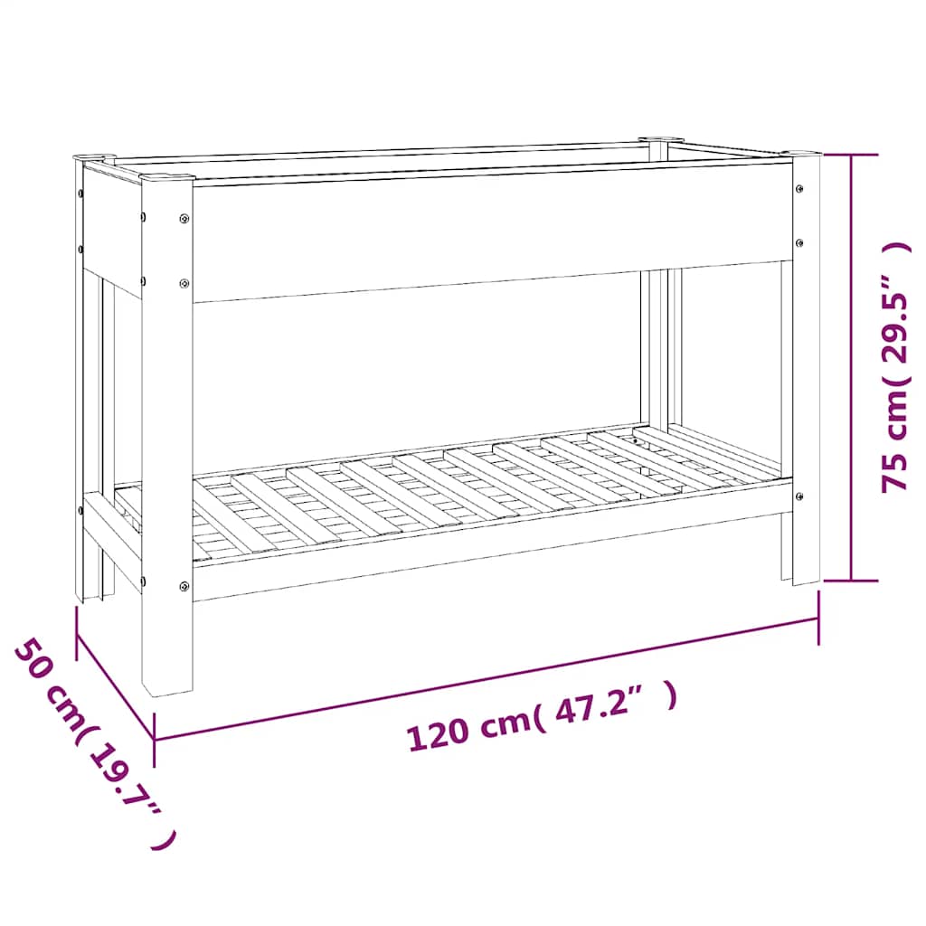 Plantenbak verhoogd met schap 120x50x75 cm HKC grijs is nu te koop bij PeponiXL, paradijselijk wonen!