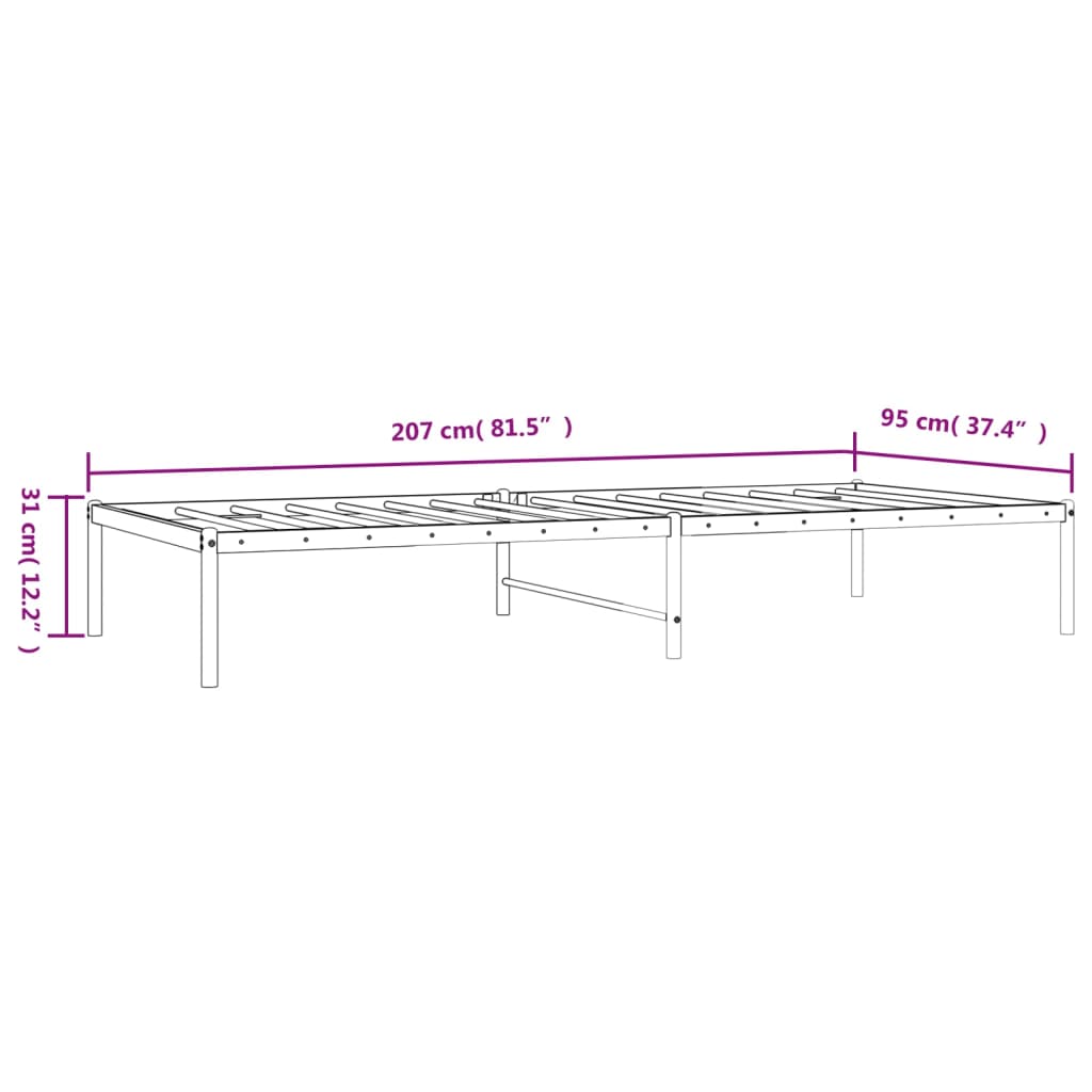 Bedframe metaal zwart 90x200 cm is nu te koop bij PeponiXL, paradijselijk wonen!