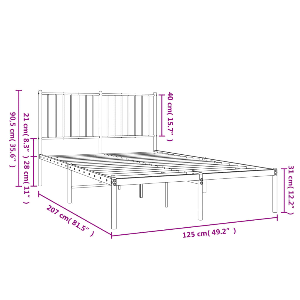 Bedframe met hoofdbord metaal wit 120x190 cm is nu te koop bij PeponiXL, paradijselijk wonen!