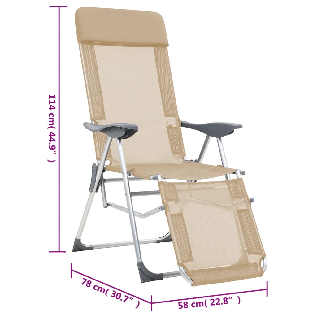 Campingstoelen met voetensteun 2 st inklapbaar textileen crème is nu te koop bij PeponiXL, paradijselijk wonen!