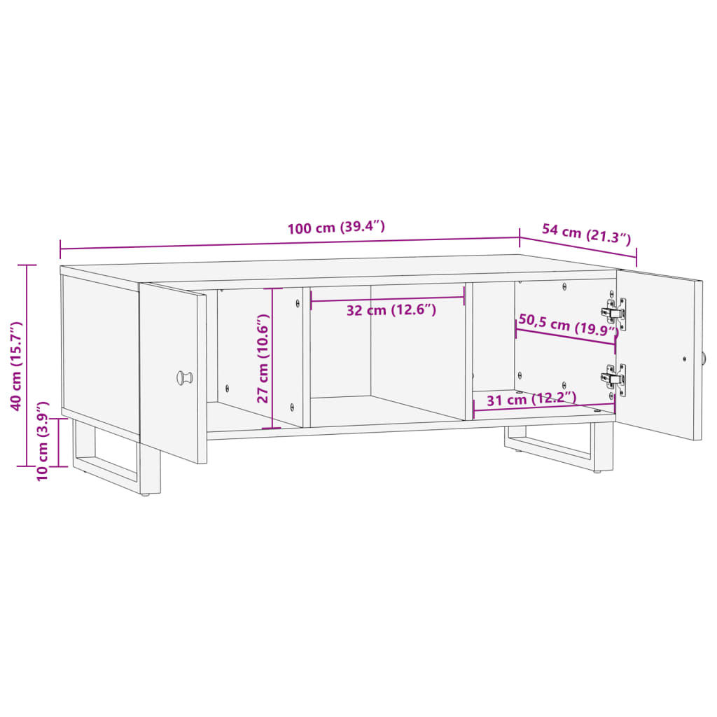 Salontafel 100x54x40 cm massief gerecycled hout en bewerkt hout is nu te koop bij PeponiXL, paradijselijk wonen!
