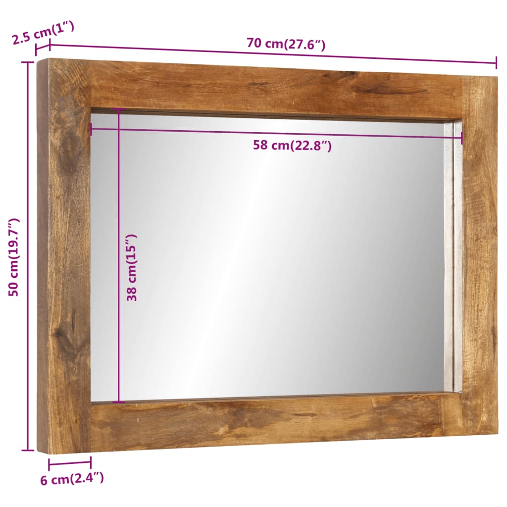 Spiegel 70x50 cm massief mangohout en glas is nu te koop bij PeponiXL, paradijselijk wonen!