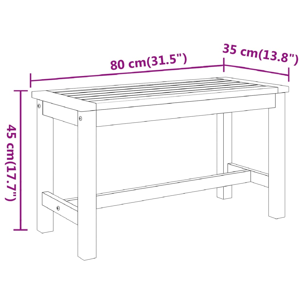 Tuinbank 80x35x45 cm massief acaciahout is nu te koop bij PeponiXL, paradijselijk wonen!