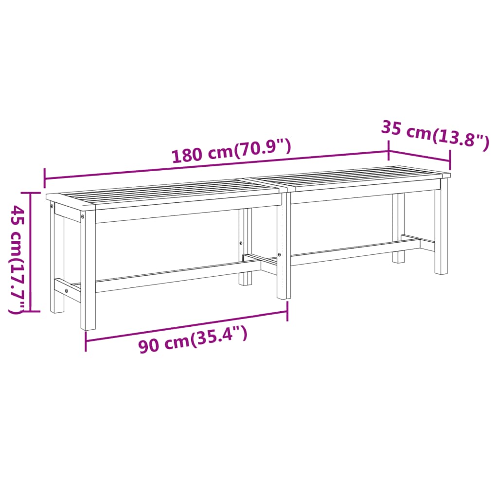 Tuinbank 180x35x45 cm massief acaciahout is nu te koop bij PeponiXL, paradijselijk wonen!