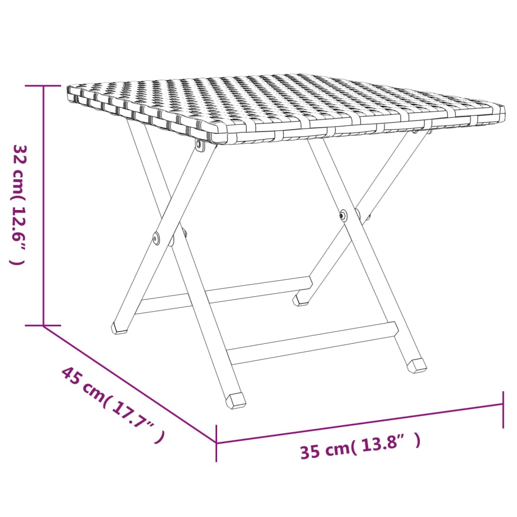 Tafel inklapbaar 45x35x32 cm poly rattan zwart is nu te koop bij PeponiXL, paradijselijk wonen!