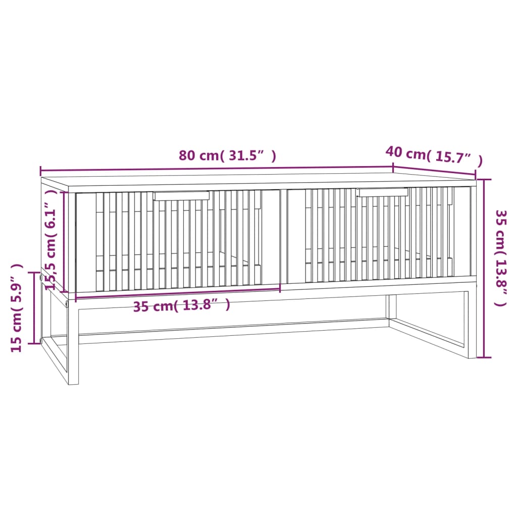 Salontafel 80x40x35 cm bewerkt hout en ijzer wit is nu te koop bij PeponiXL, paradijselijk wonen!