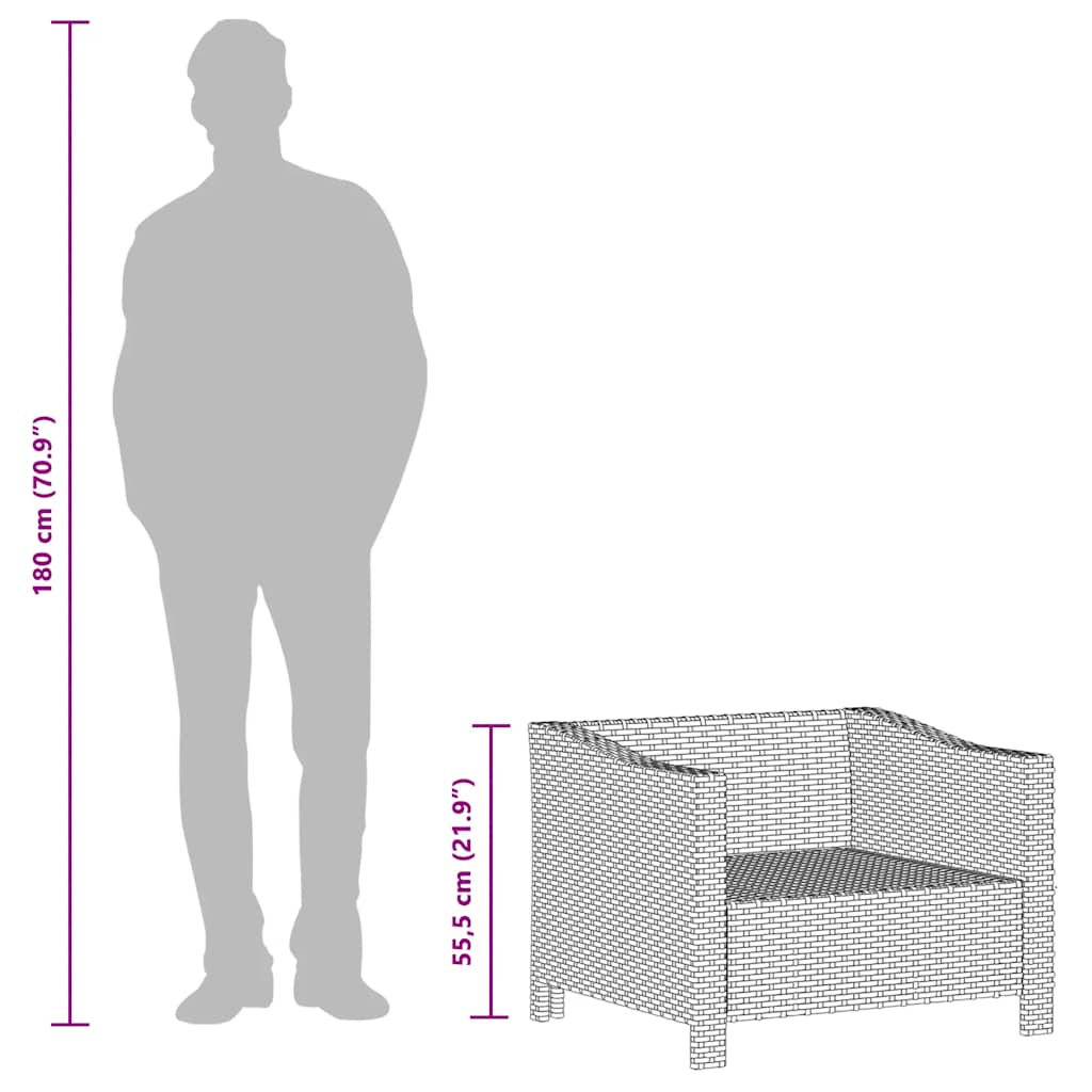 Tuinfauteuil met kussen grijs poly rattan is nu te koop bij PeponiXL, paradijselijk wonen!