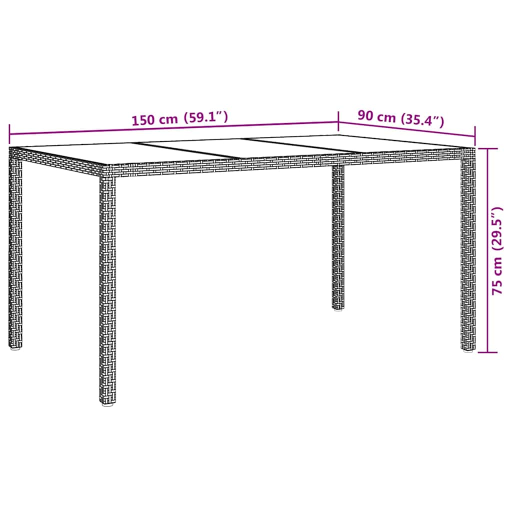 Tuinstafel Wit 150 x 90 x 75 cm poly rattan is nu te koop bij PeponiXL, paradijselijk wonen!