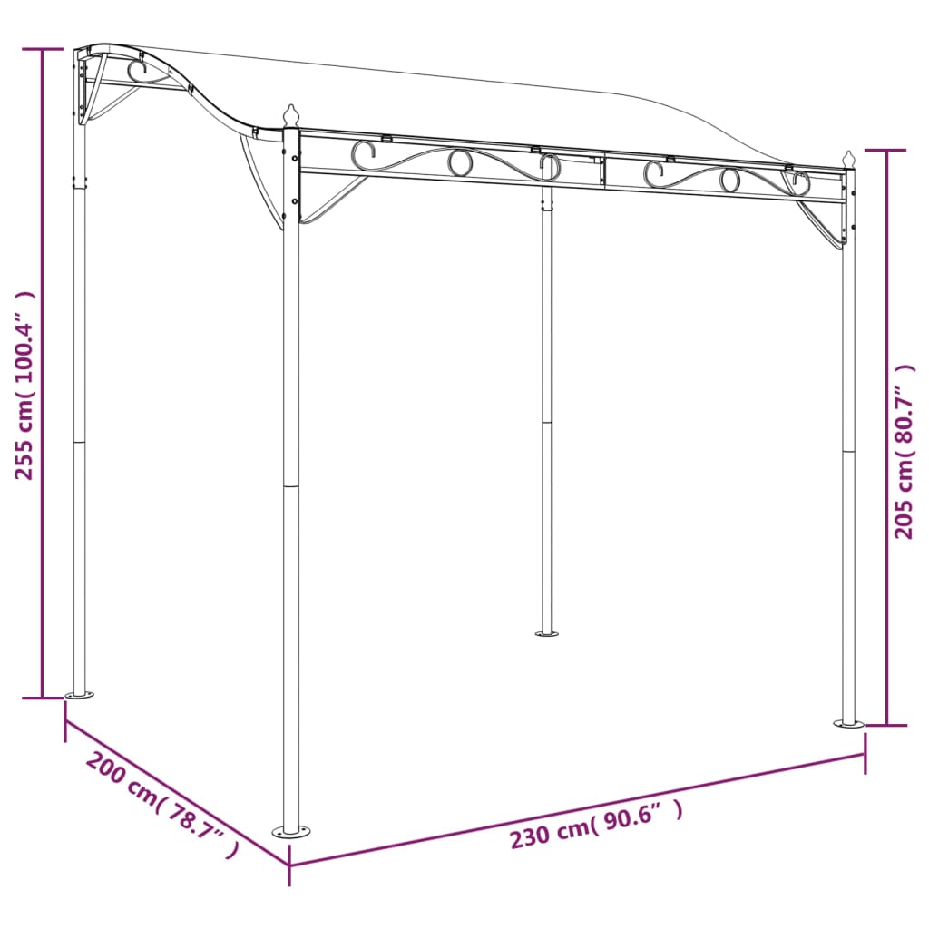 Luifel 2x2,3 m 180 g/m² stof en staal crèmekleurig is nu te koop bij PeponiXL, paradijselijk wonen!
