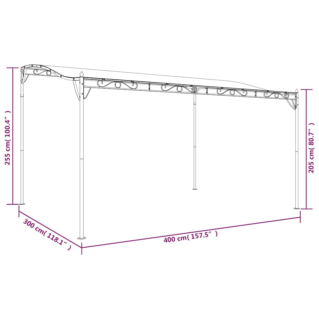 Luifel 4x3 m 180 g/m² stof en staal crèmekleurig is nu te koop bij PeponiXL, paradijselijk wonen!