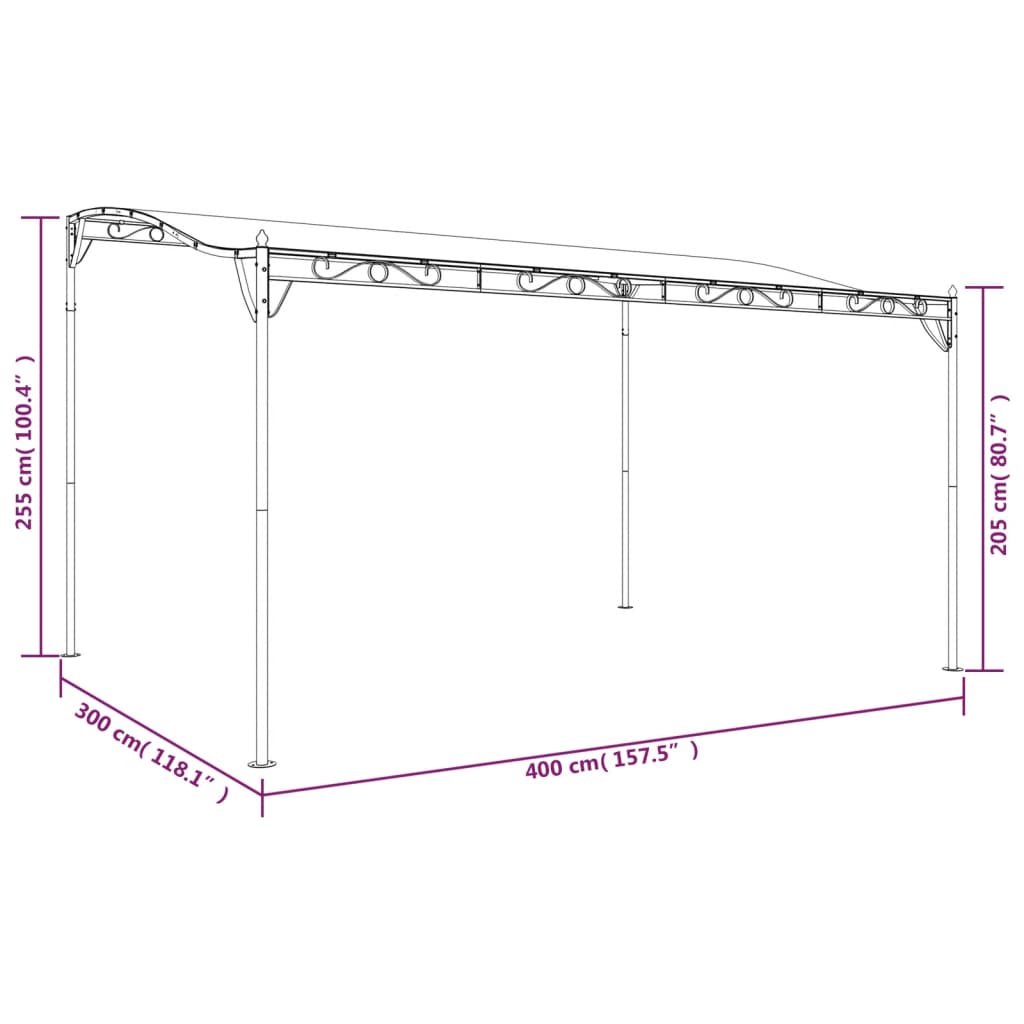 Luifel 4x3 m 180 g/m² stof en staal taupe is nu te koop bij PeponiXL, paradijselijk wonen!