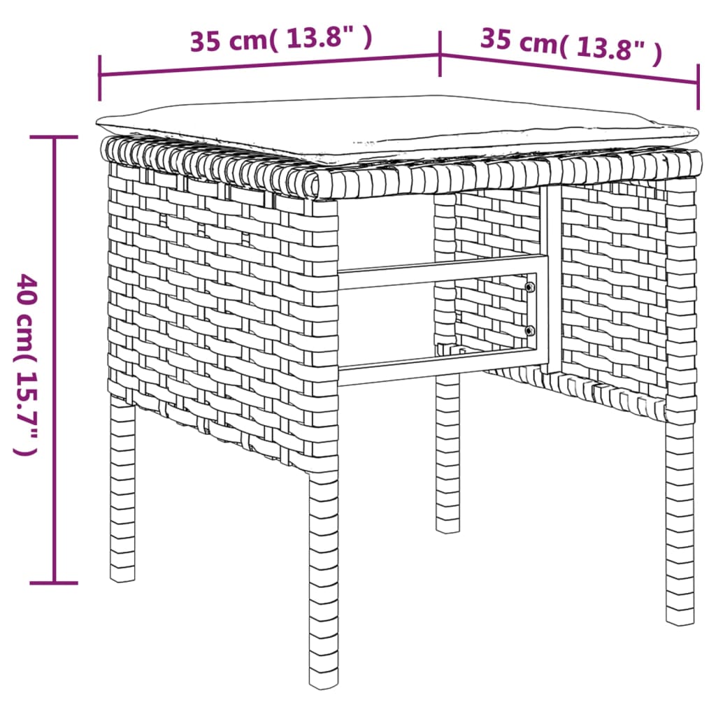 Tuinvoetenbanken 4 st met kussens poly rattan grijs is nu te koop bij PeponiXL, paradijselijk wonen!