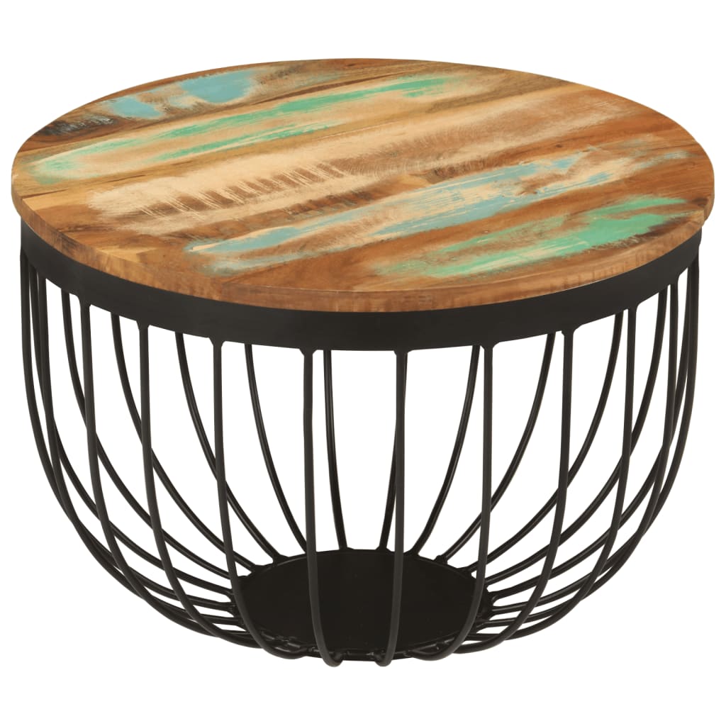 Salontafel Ø 50x35 cm massief gerecycled hout en staal is nu te koop bij PeponiXL, paradijselijk wonen!