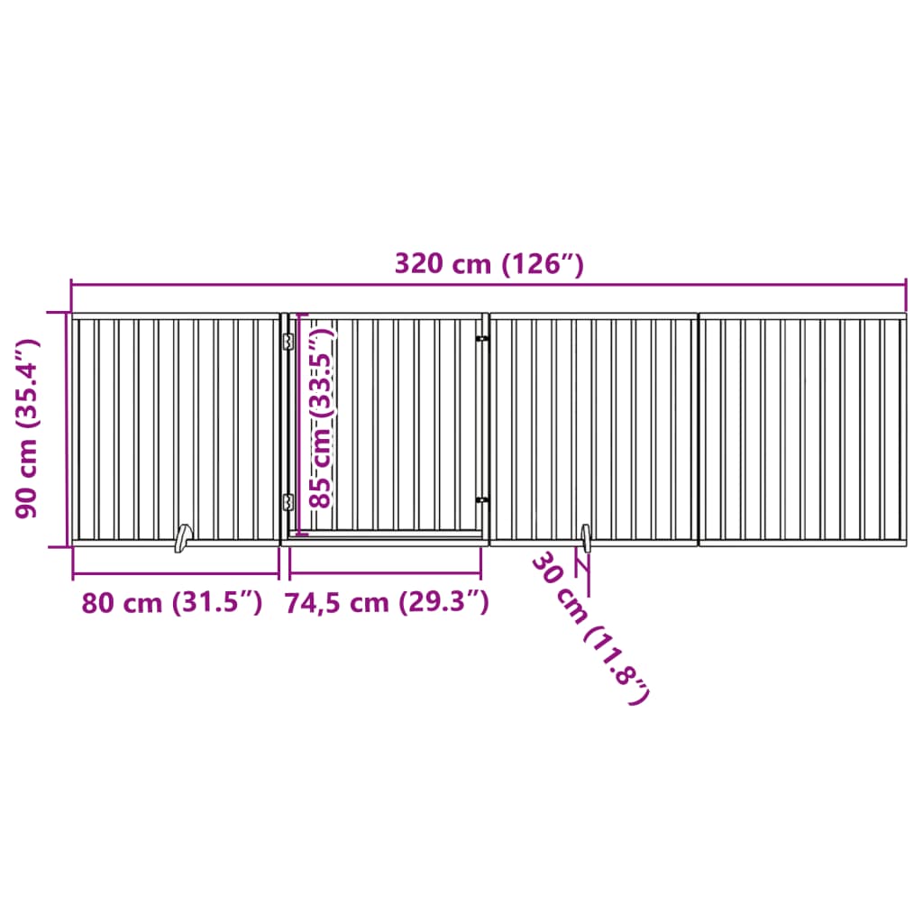 Hondenhek met deur opvouwbaar 4 panelen wit 320 cm populierenhout is nu te koop bij PeponiXL, paradijselijk wonen!