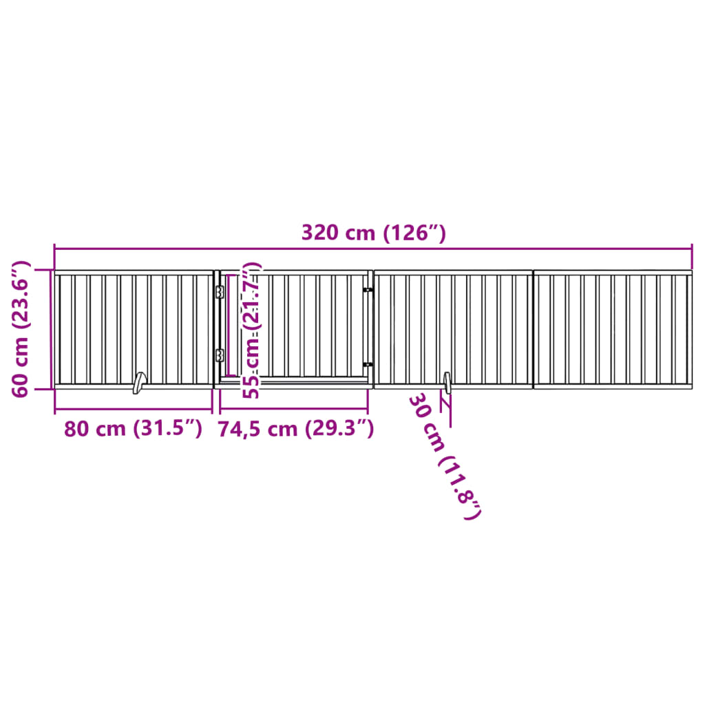 Hondenhek inklapbaar 4 panelen 320 cm populierenhout zwart is nu te koop bij PeponiXL, paradijselijk wonen!