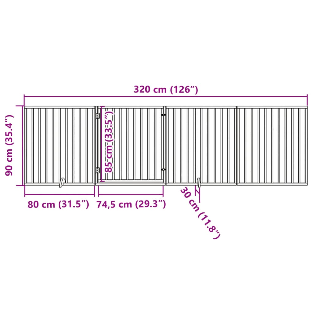 Hondenhek inklapbaar 4 panelen 320 cm populierenhout zwart is nu te koop bij PeponiXL, paradijselijk wonen!