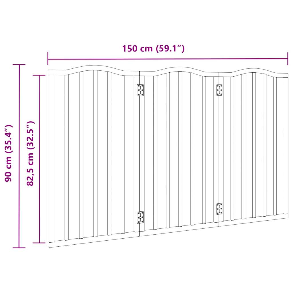 Hondenhek inklapbaar 3 panelen 150 cm populierenhout zwart is nu te koop bij PeponiXL, paradijselijk wonen!