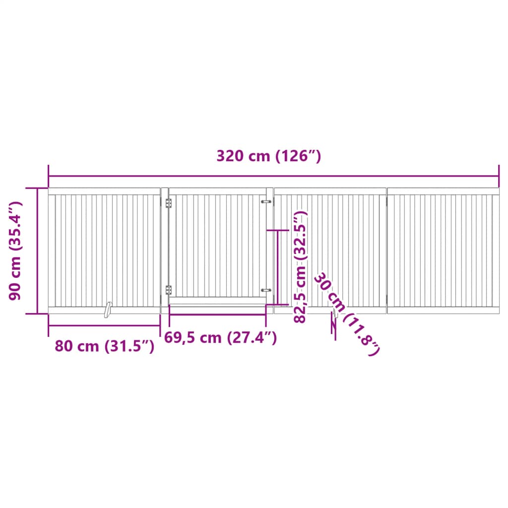 Hondenhek inklapbaar 4 panelen 320 cm populierenhout bruin is nu te koop bij PeponiXL, paradijselijk wonen!