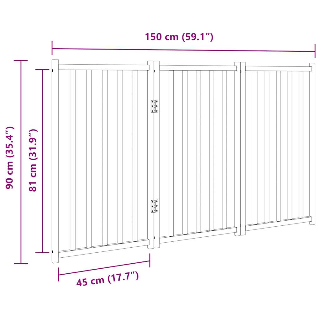 Hondenhek opvouwbaar 3 panelen 150 cm massief vurenhout is nu te koop bij PeponiXL, paradijselijk wonen!