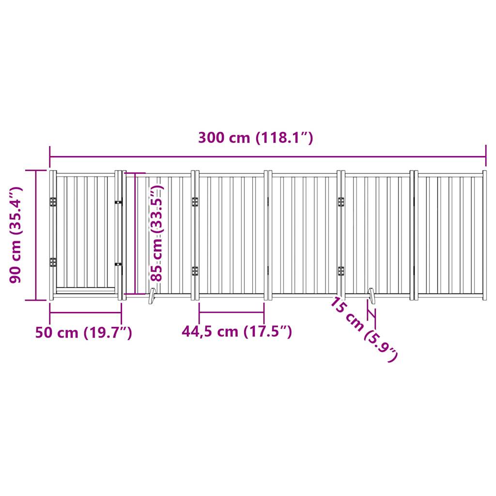 Hondenhek inklapbaar 6 panelen 300 cm massief vurenhout zwart is nu te koop bij PeponiXL, paradijselijk wonen!