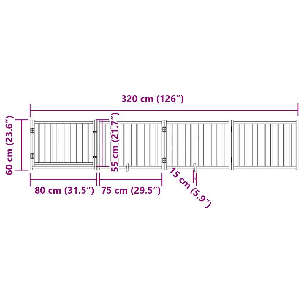 Hondenhek inklapbaar 4 panelen 320 cm massief vurenhout zwart is nu te koop bij PeponiXL, paradijselijk wonen!