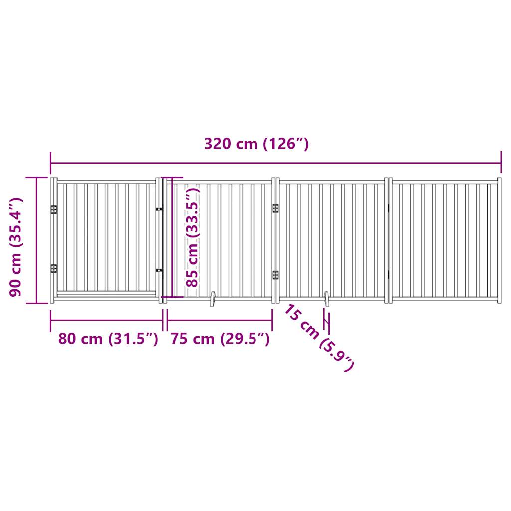 Hondenhek inklapbaar 4 panelen 320 cm massief vurenhout zwart is nu te koop bij PeponiXL, paradijselijk wonen!