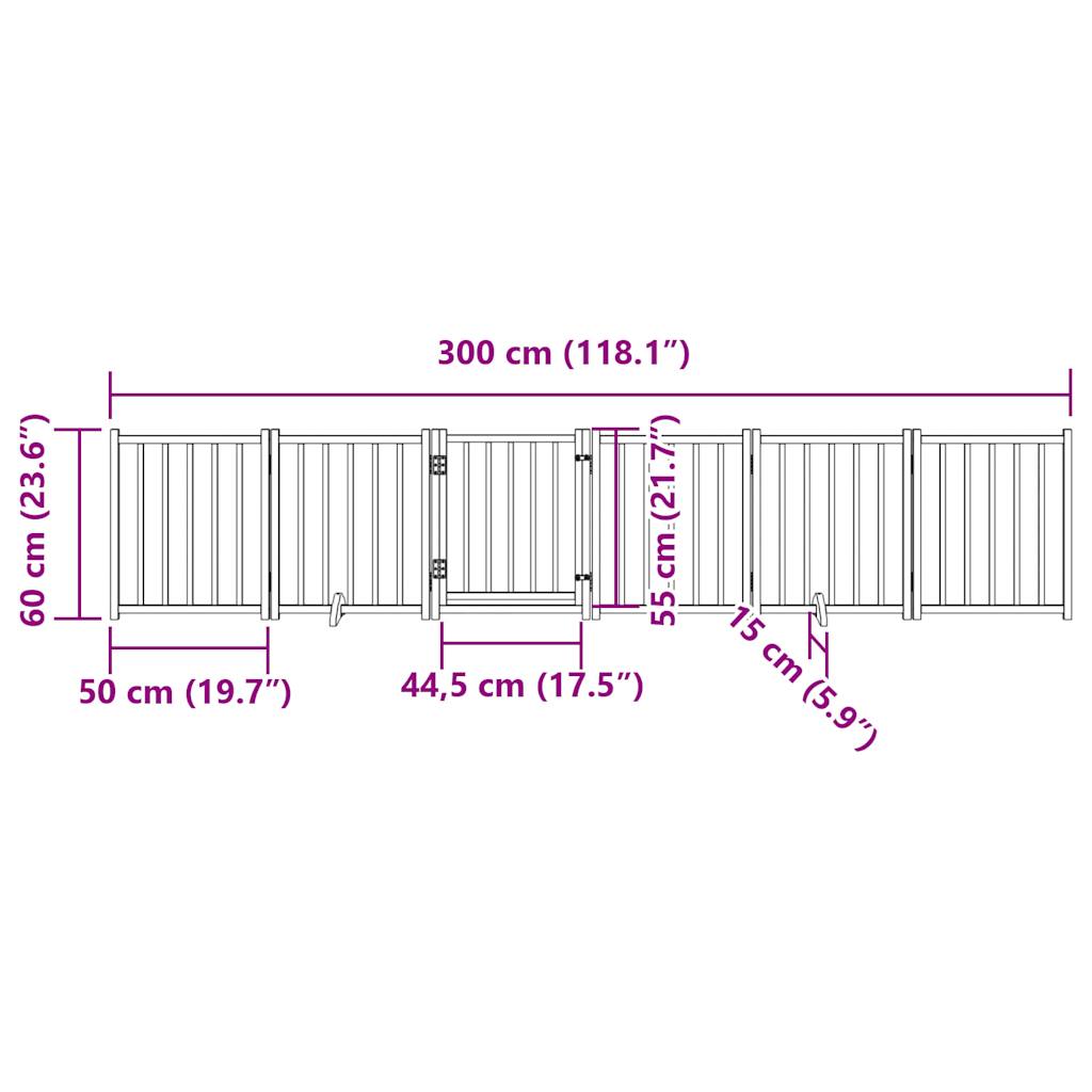 Hondenhek inklapbaar 6panelen 300cm massief vurenhout bruin eik is nu te koop bij PeponiXL, paradijselijk wonen!