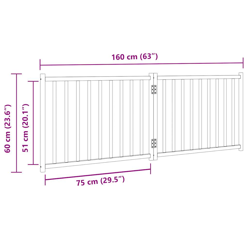 Hondenhek inklapbaar 2panelen 160cm massief vurenhout bruin eik is nu te koop bij PeponiXL, paradijselijk wonen!