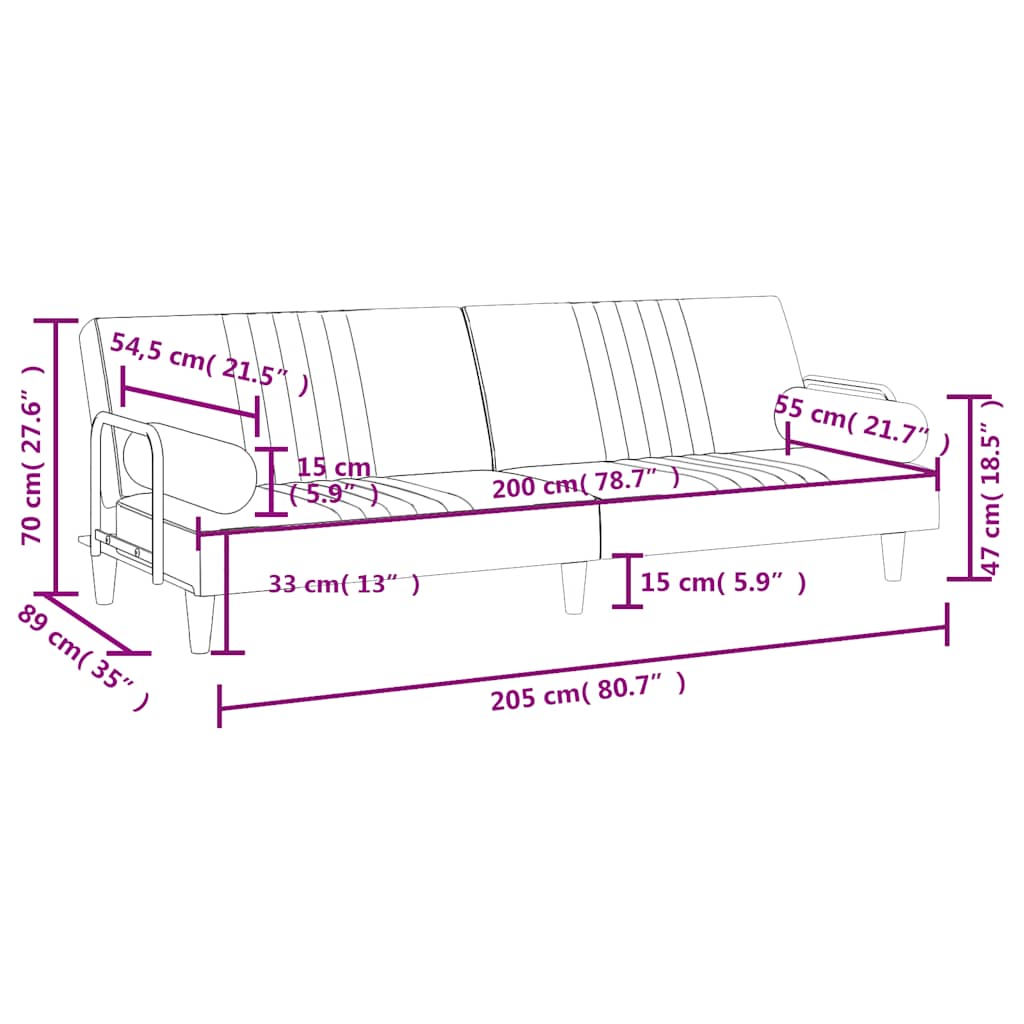 Slaapbank met armleuningen fluweel lichtgrijs is nu te koop bij PeponiXL, paradijselijk wonen!