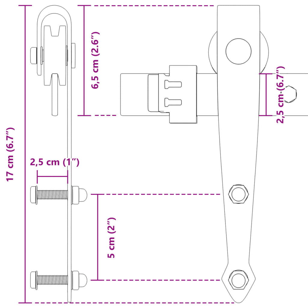 Ophangset voor minischuifdeur 122 cm koolstofstaal zwart is nu te koop bij PeponiXL, paradijselijk wonen!