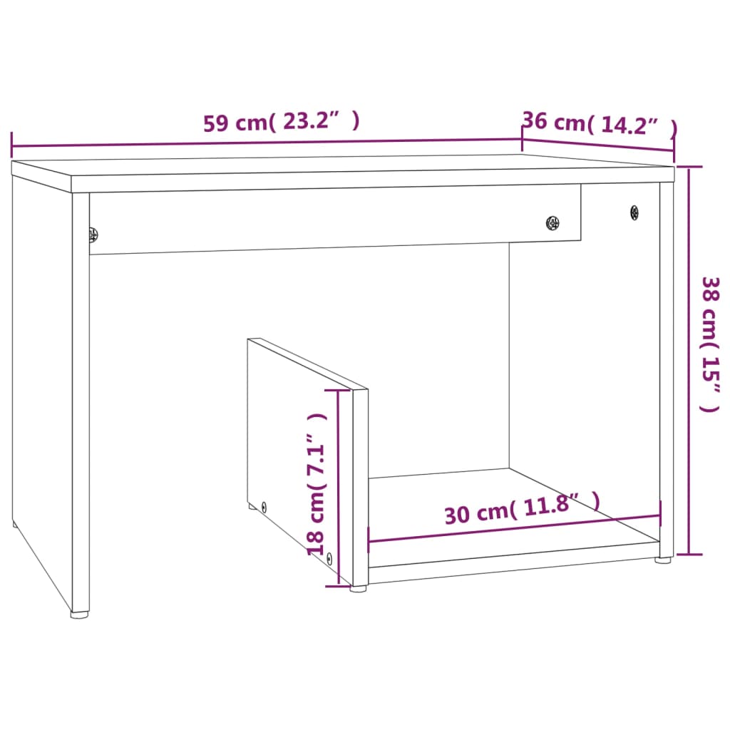 Bijzettafel 59x36x38 cm bewerkt hout bruin eikenkleur is nu te koop bij PeponiXL, paradijselijk wonen!