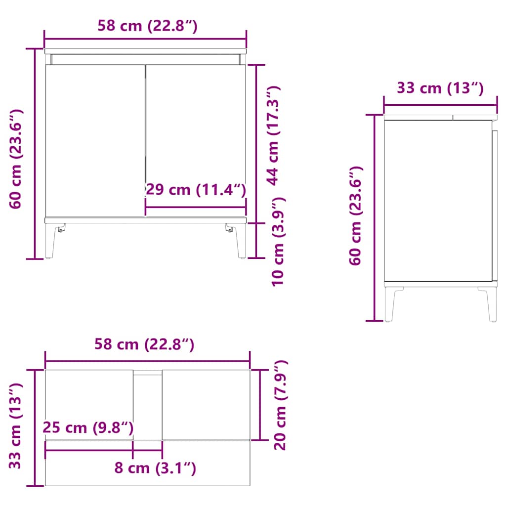 Wastafelkast 58x33x60 cm bewerkt hout zwart is nu te koop bij PeponiXL, paradijselijk wonen!