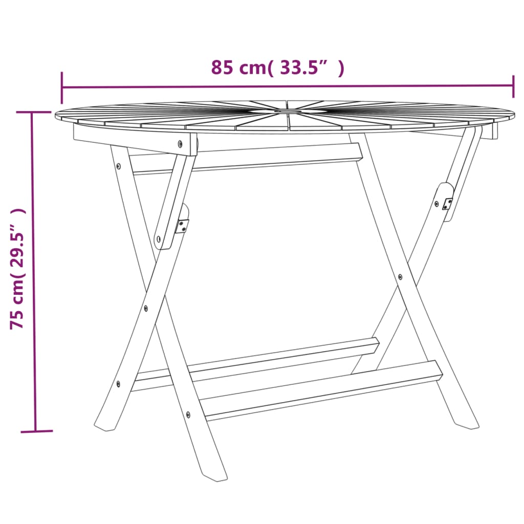 Tuintafel inklapbaar Ø 85x75 cm massief teakhout is nu te koop bij PeponiXL, paradijselijk wonen!