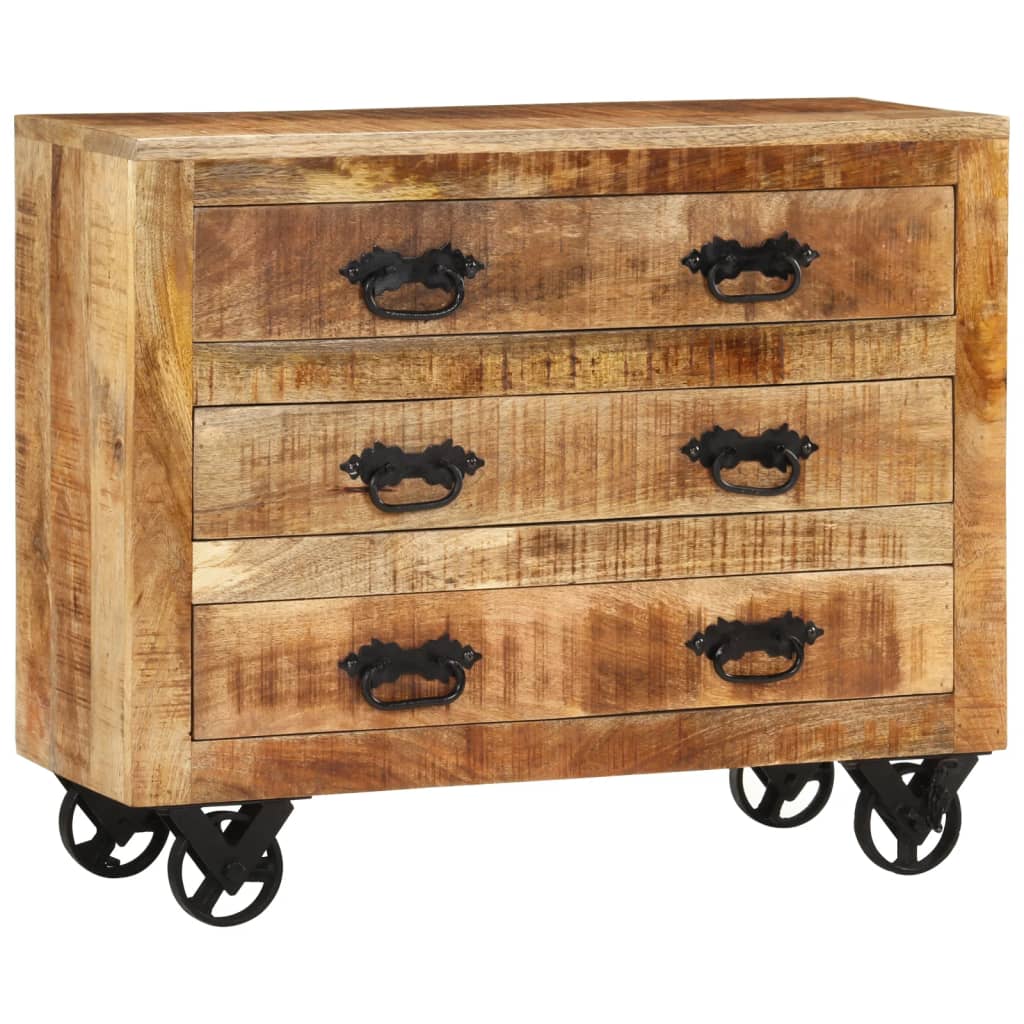 Dressoir met 3 lades 80x30x65 cm massief ruw mangohout is nu te koop bij PeponiXL, paradijselijk wonen!