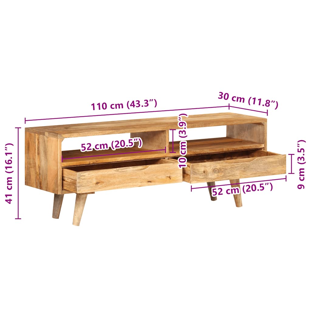 Tv-meubel 110x30x41 cm massief mangohout is nu te koop bij PeponiXL, paradijselijk wonen!