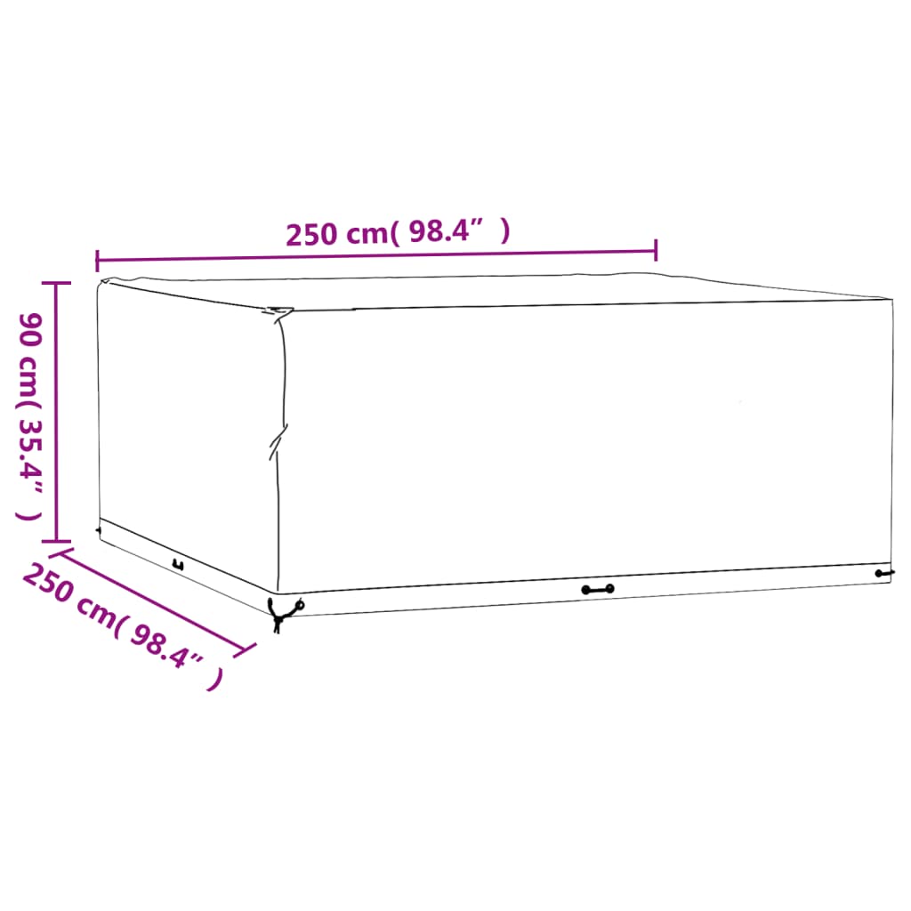 Tuinmeubelhoezen met 16 oogjes vierkant 250x250x90 cm is nu te koop bij PeponiXL, paradijselijk wonen!
