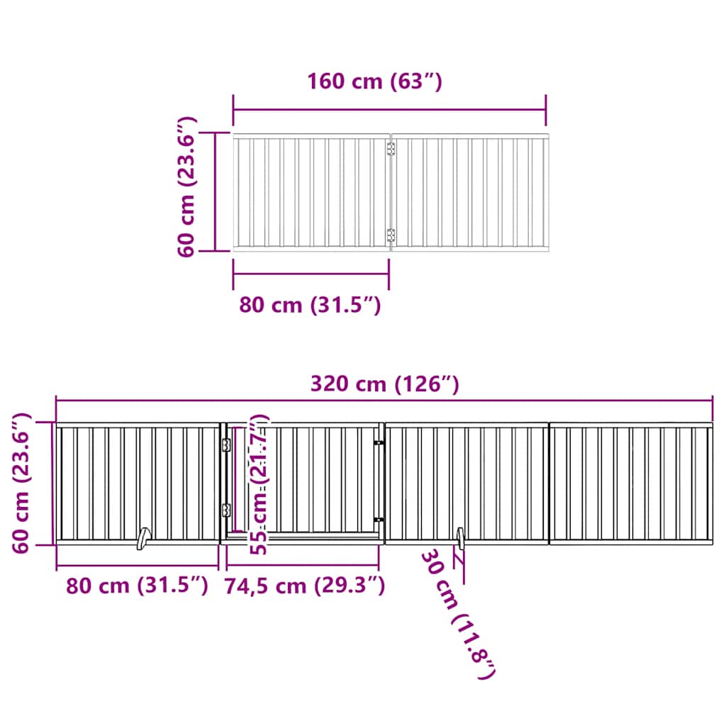 Hondenhek inklapbaar met deur 8 panelen 640 cm populierenhout is nu te koop bij PeponiXL, paradijselijk wonen!