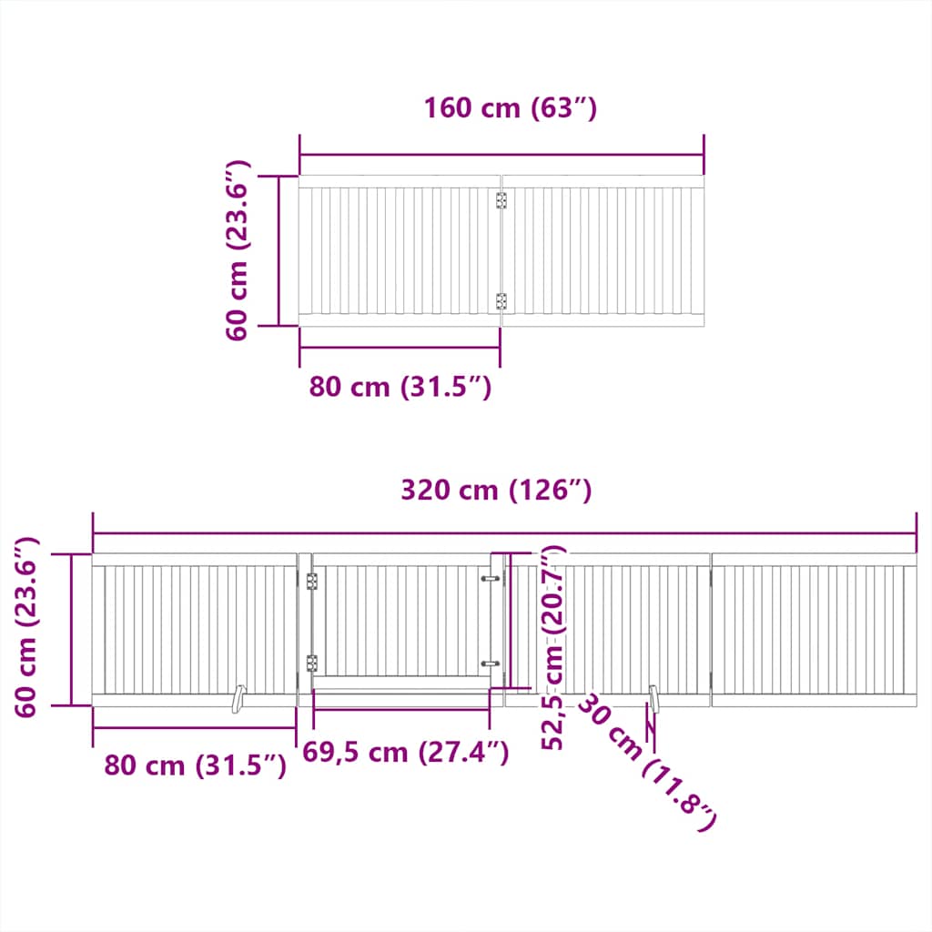 Hondenhek inklapbaar 8 panelen 640 cm populierenhout zwart is nu te koop bij PeponiXL, paradijselijk wonen!