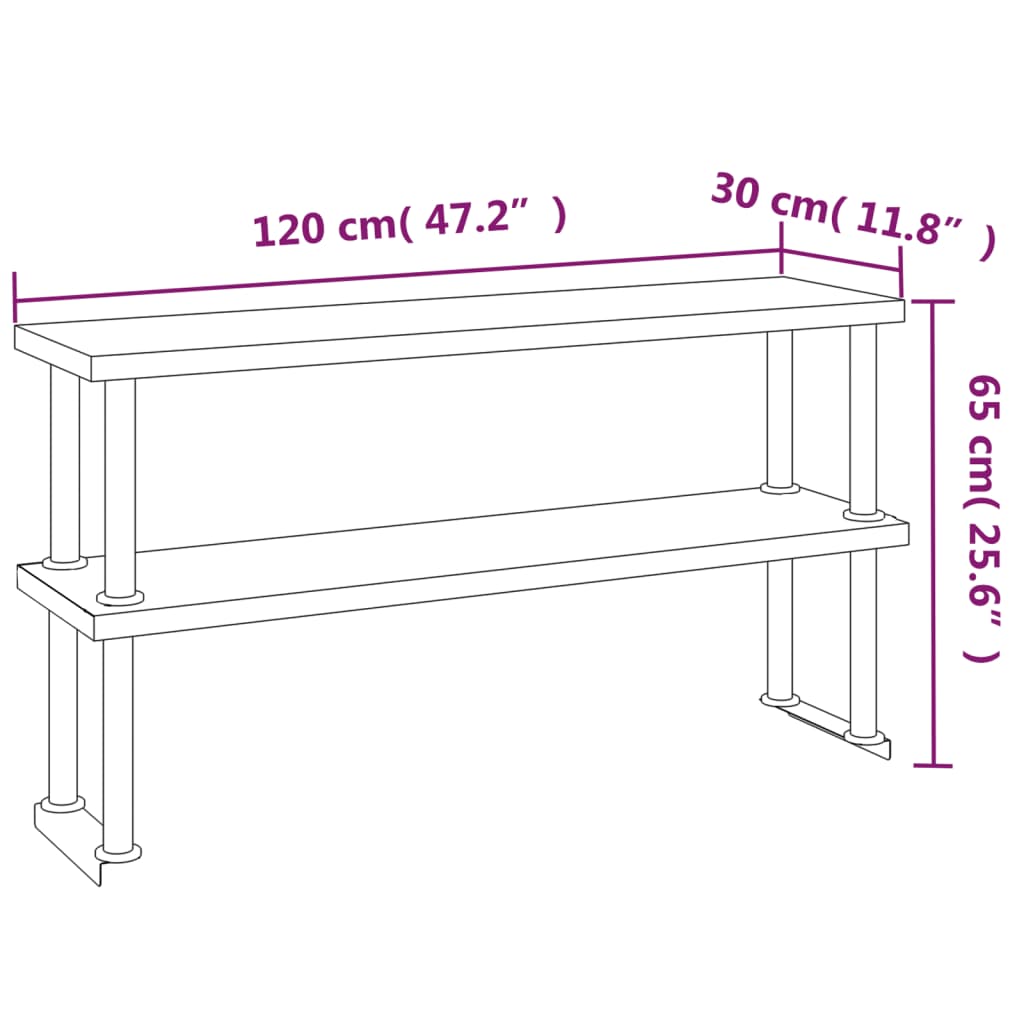Keukenwerktafel met bovenschap 120x60x145 cm roestvrij staal is nu te koop bij PeponiXL, paradijselijk wonen!