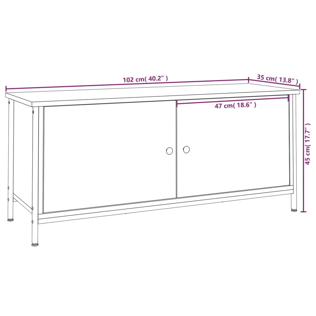 Tv-meubel 102x35x45 cm bewerkt hout gerookt eikenkleurig is nu te koop bij PeponiXL, paradijselijk wonen!
