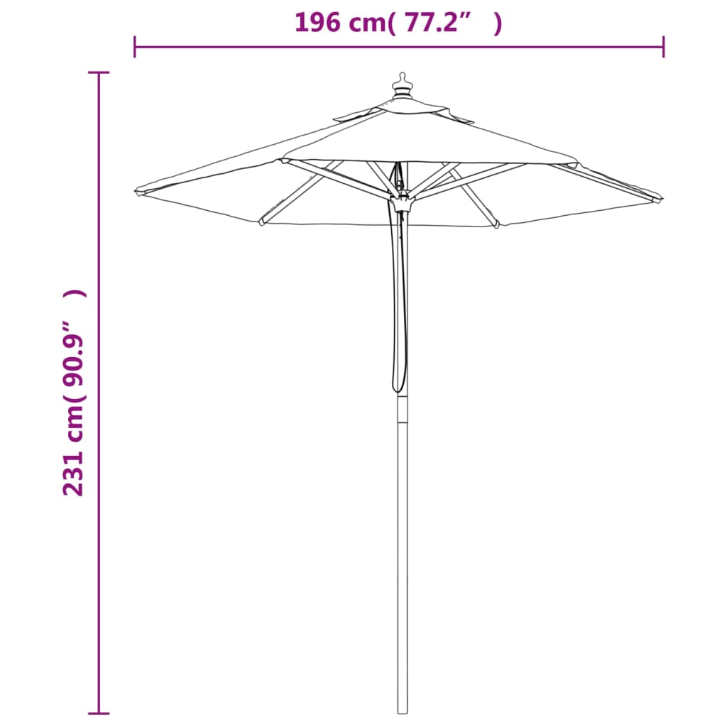 Parasol met houten paal 196x231 cm taupe is nu te koop bij PeponiXL, paradijselijk wonen!