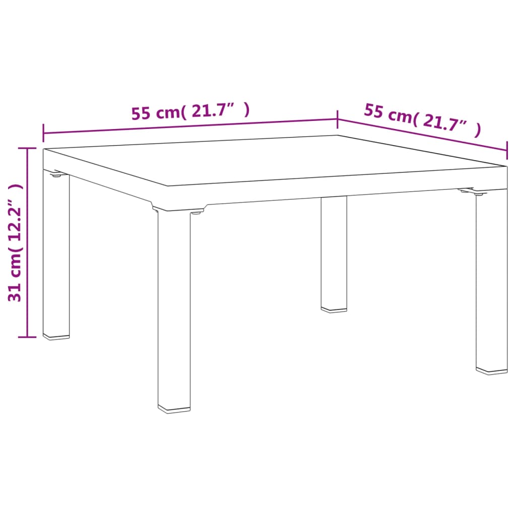 Salontafel tuin 55x55x31 cm DPC en staal grijs is nu te koop bij PeponiXL, paradijselijk wonen!