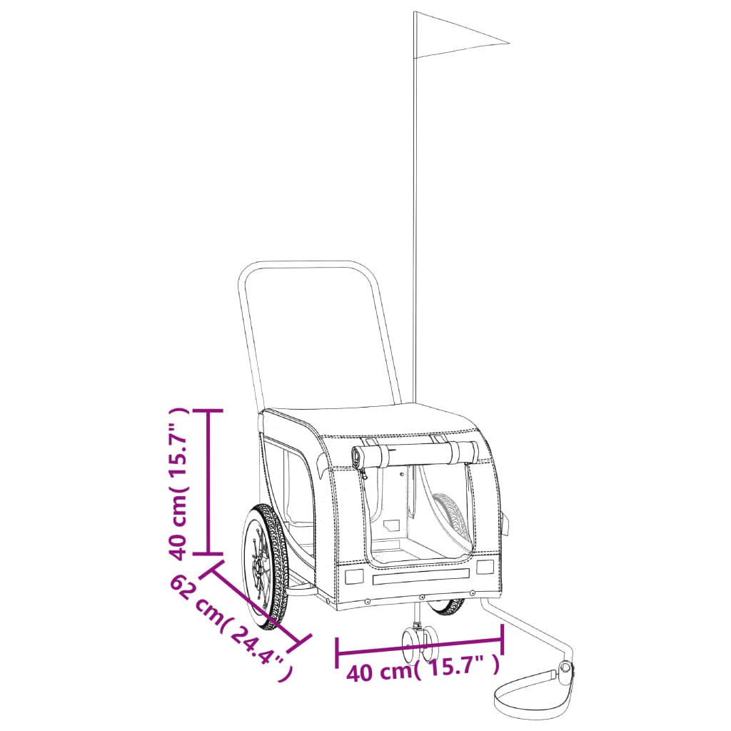 Hondenfietstrailer oxford stof en ijzer zwart is nu te koop bij PeponiXL, paradijselijk wonen!