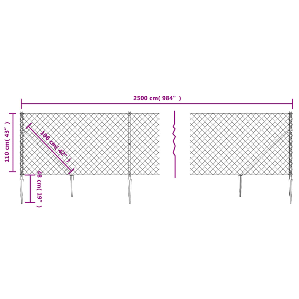 Gaashek met grondankers 1,1x25 m antracietkleurig