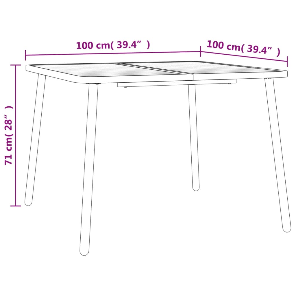 Tuintafel 100x100x71 cm staal antracietkleurig is nu te koop bij PeponiXL, paradijselijk wonen!