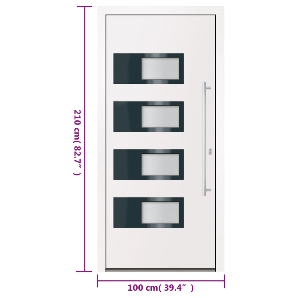 Voordeur 100x210 cm aluminium en PVC wit is nu te koop bij PeponiXL, paradijselijk wonen!