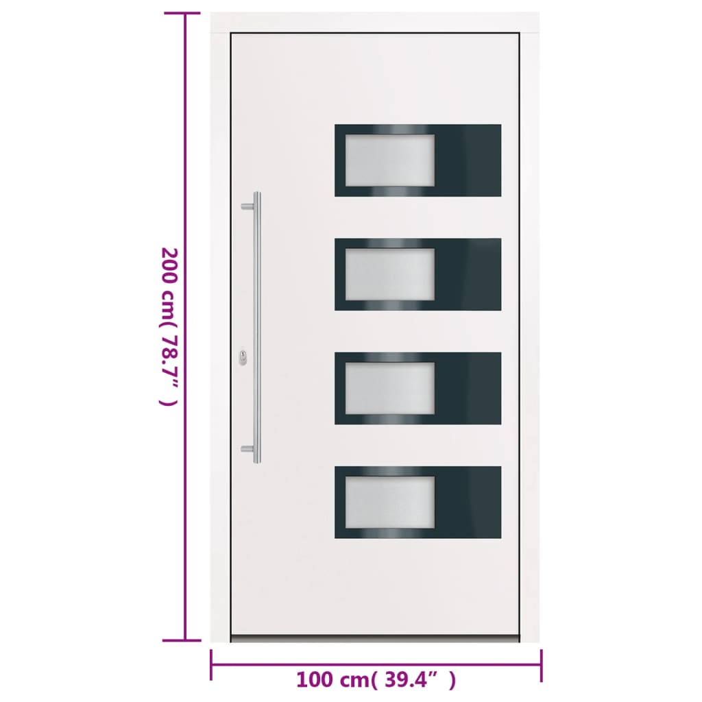Voordeur 100x200 cm aluminium en PVC wit is nu te koop bij PeponiXL, paradijselijk wonen!