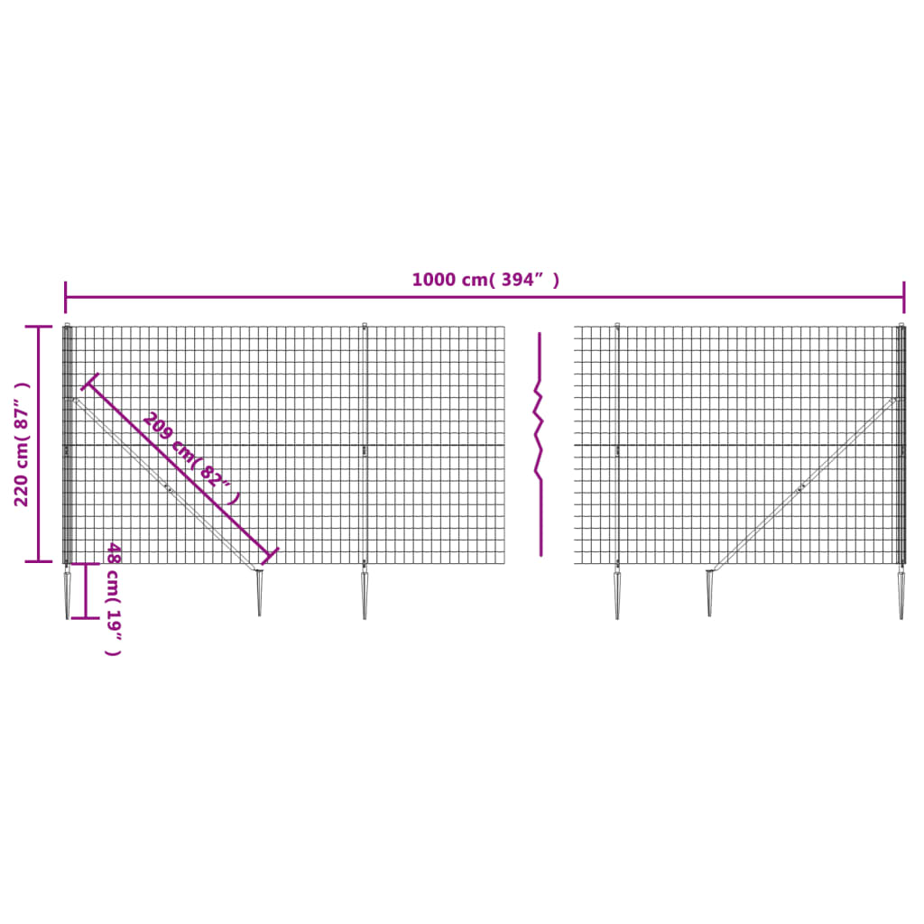Draadgaashek met grondankers 2,2x10 m groen is nu te koop bij PeponiXL, paradijselijk wonen!